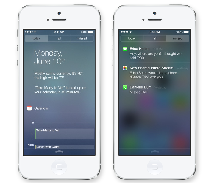 iOS 7 Notification Center