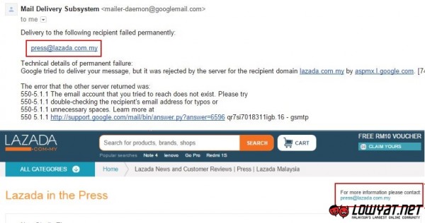 Lazada Malaysia Press E-mail Address