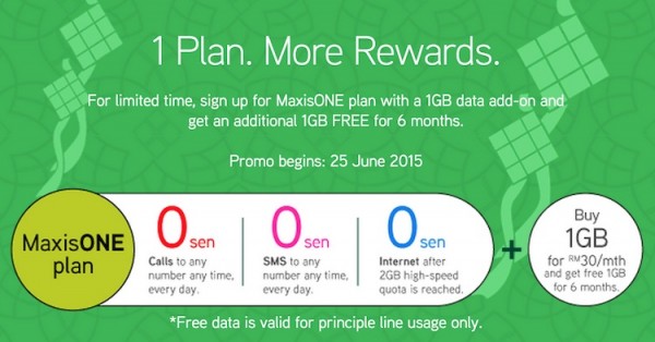 MaxisONE plan Free 1GB Data