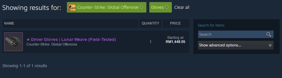 CSGO Glove Listing