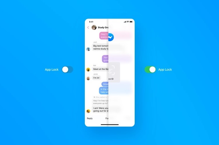 Facebook Messenger lock before after